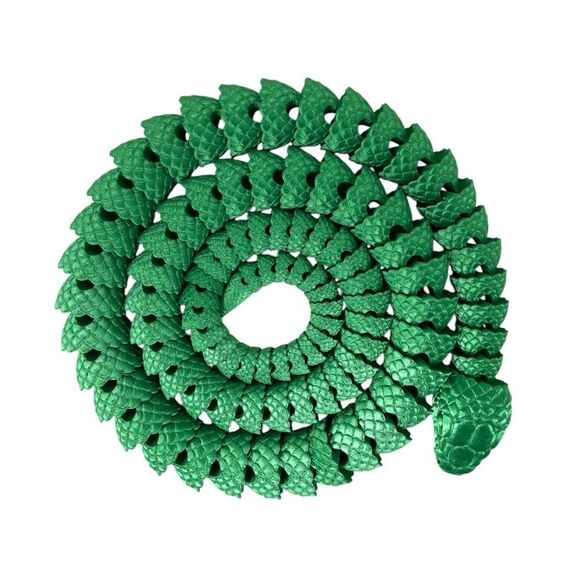 Year of the Snake Articulating 3DPrint 5' Long Emerald Green Silk Décor Gift - Picture 6 of 8